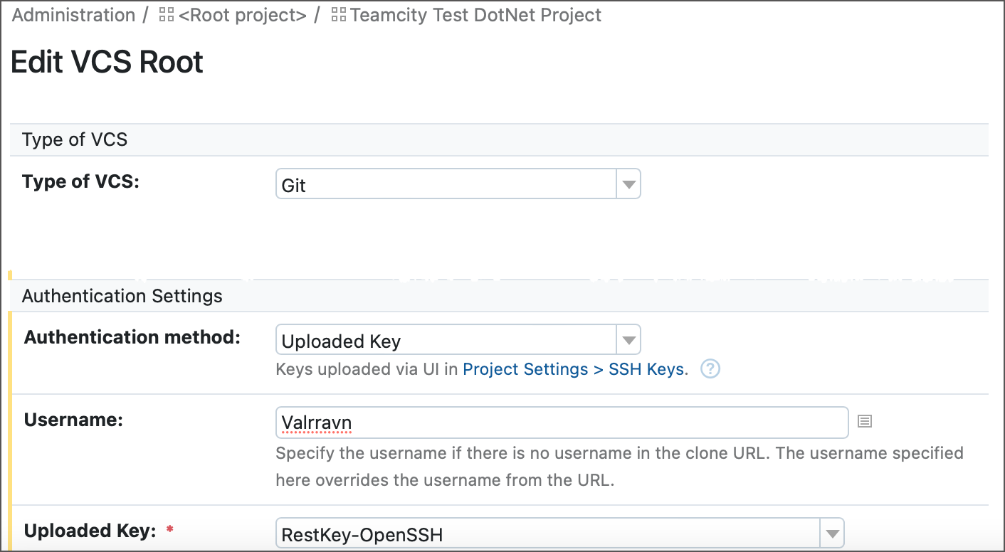 Select an SSH key