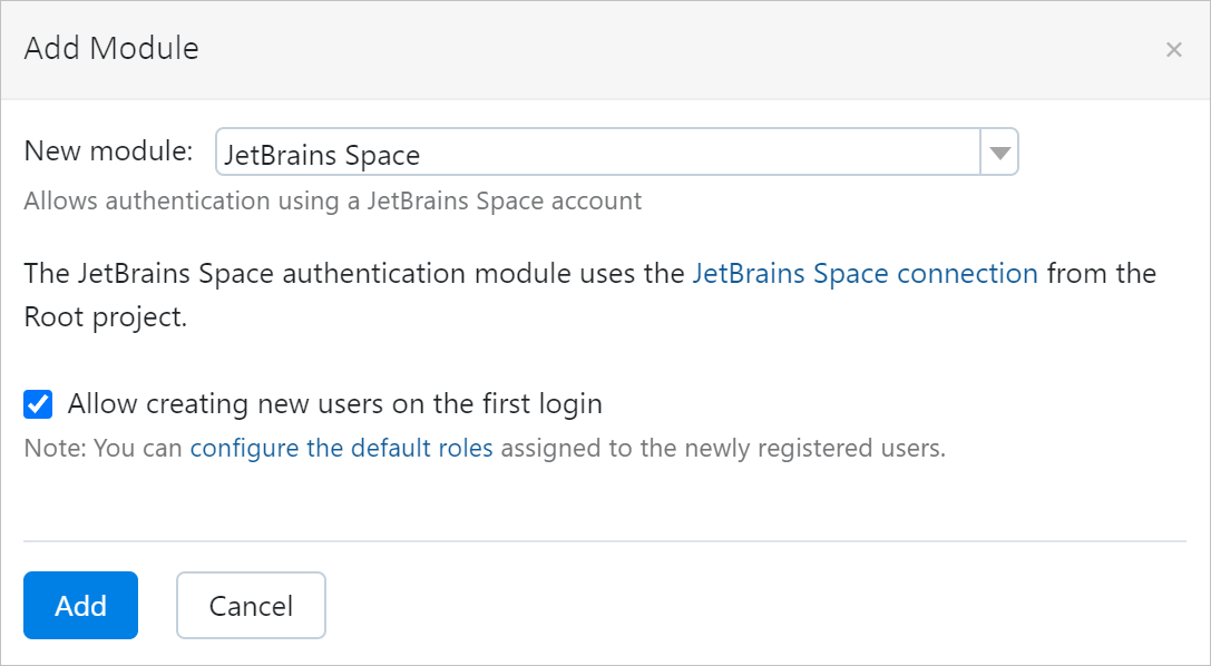 Add a JetBrains Space authentication module