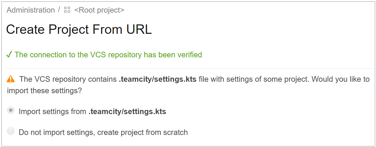 Importing Kotlin settings when creating a project from URL