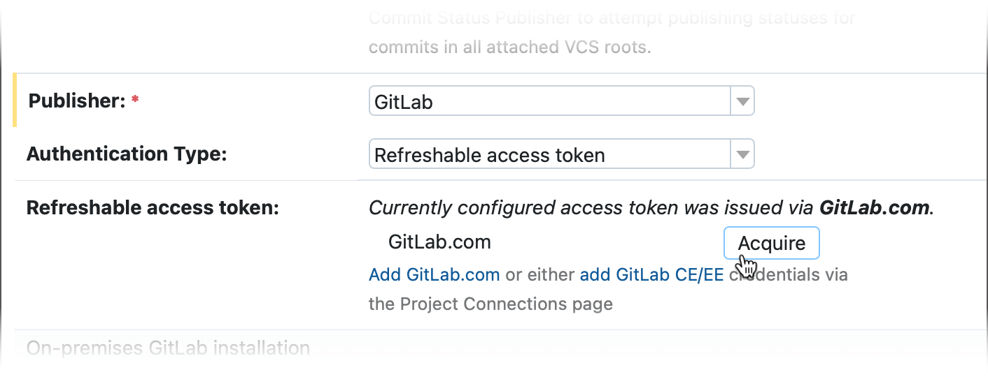 Acquire access token for GitLab