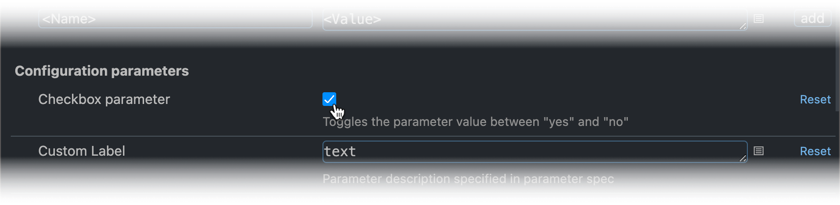 Checkbox parameter