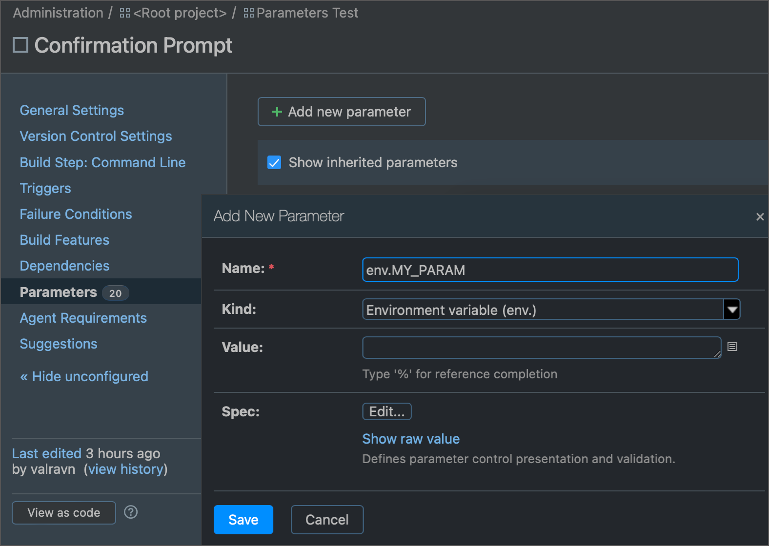 Create New Parameter