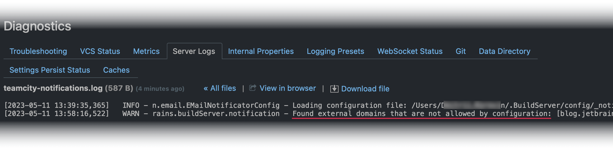 continuous integration - Team City Setup giving warning of no