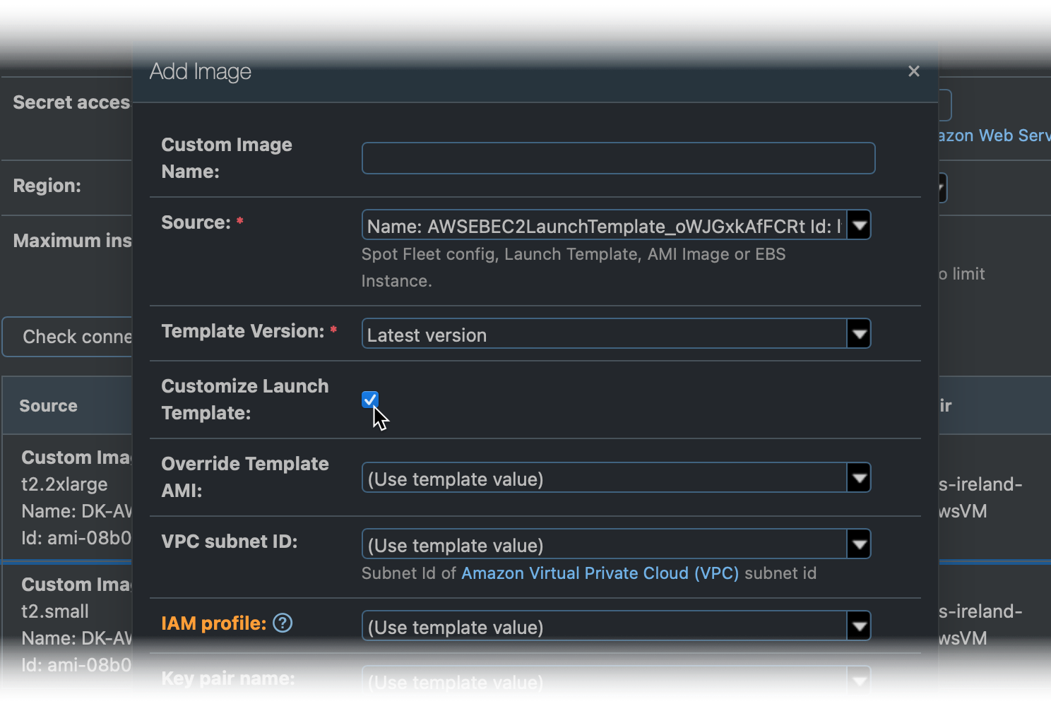 Customize Launch Templates for AWS EC2