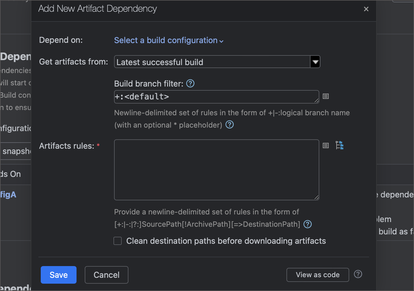 Artifact Dependencies TeamCity OnPremises Documentation