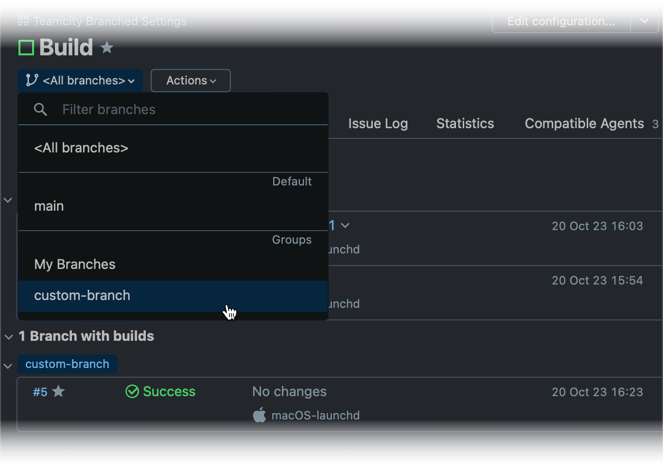 Storing Project Settings in Version Control TeamCity OnPremises