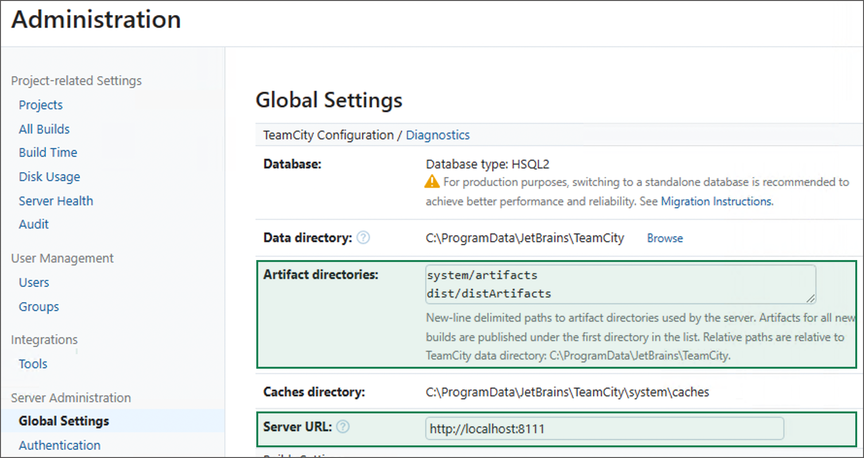 Obtain server URL and storage paths