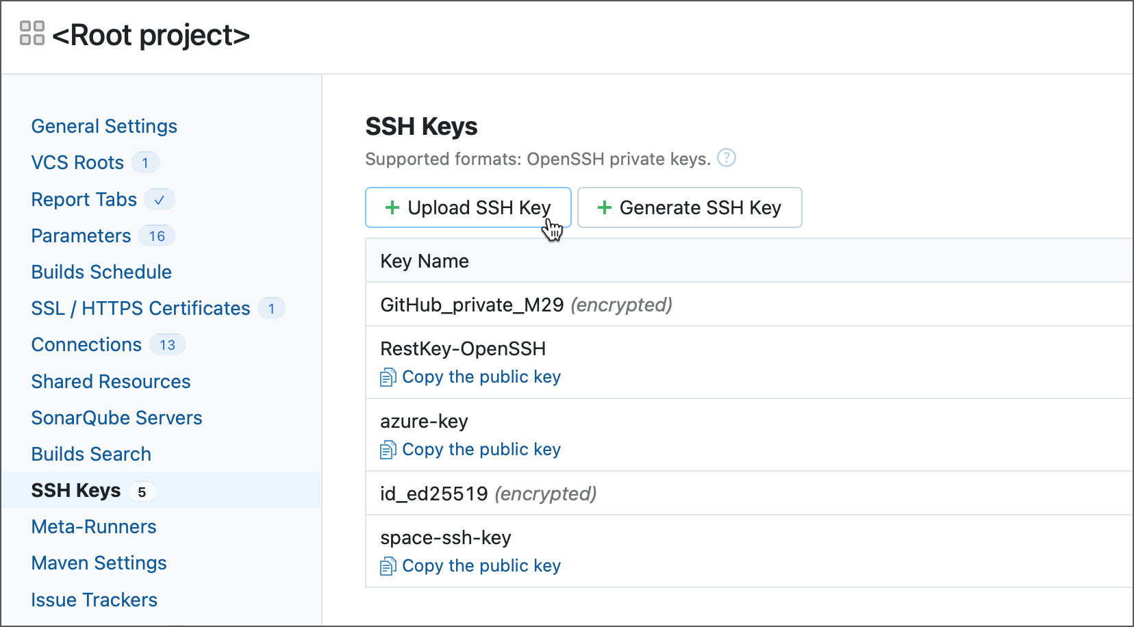 Add SSH Keys to TeamCity