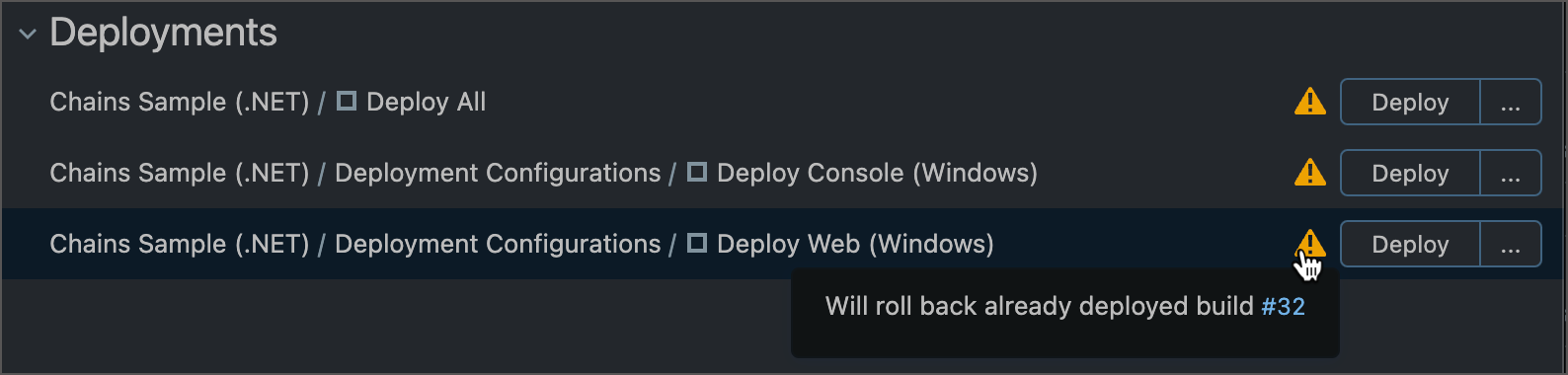 Rollback deployment