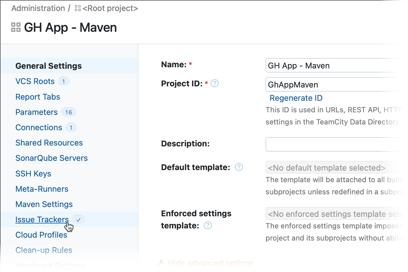 The Issue Trackers tab