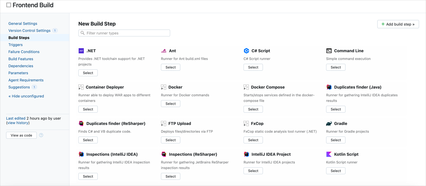 Flat list build runners