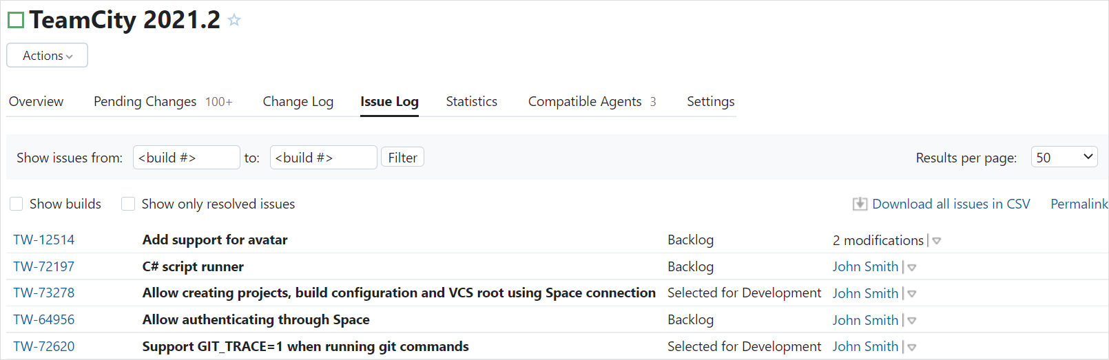 Issue log Issue log