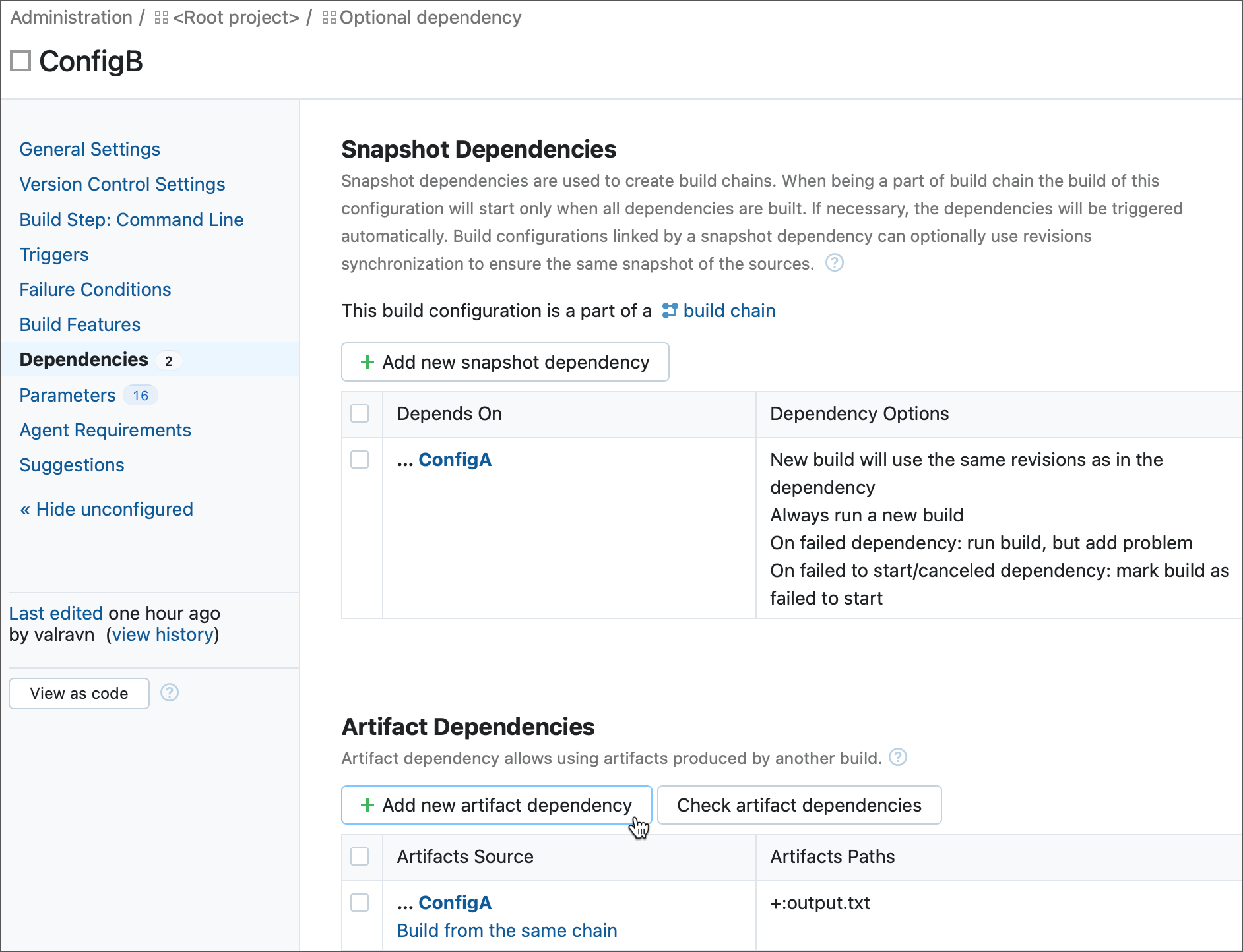 Add artifact dependency Add artifact dependency