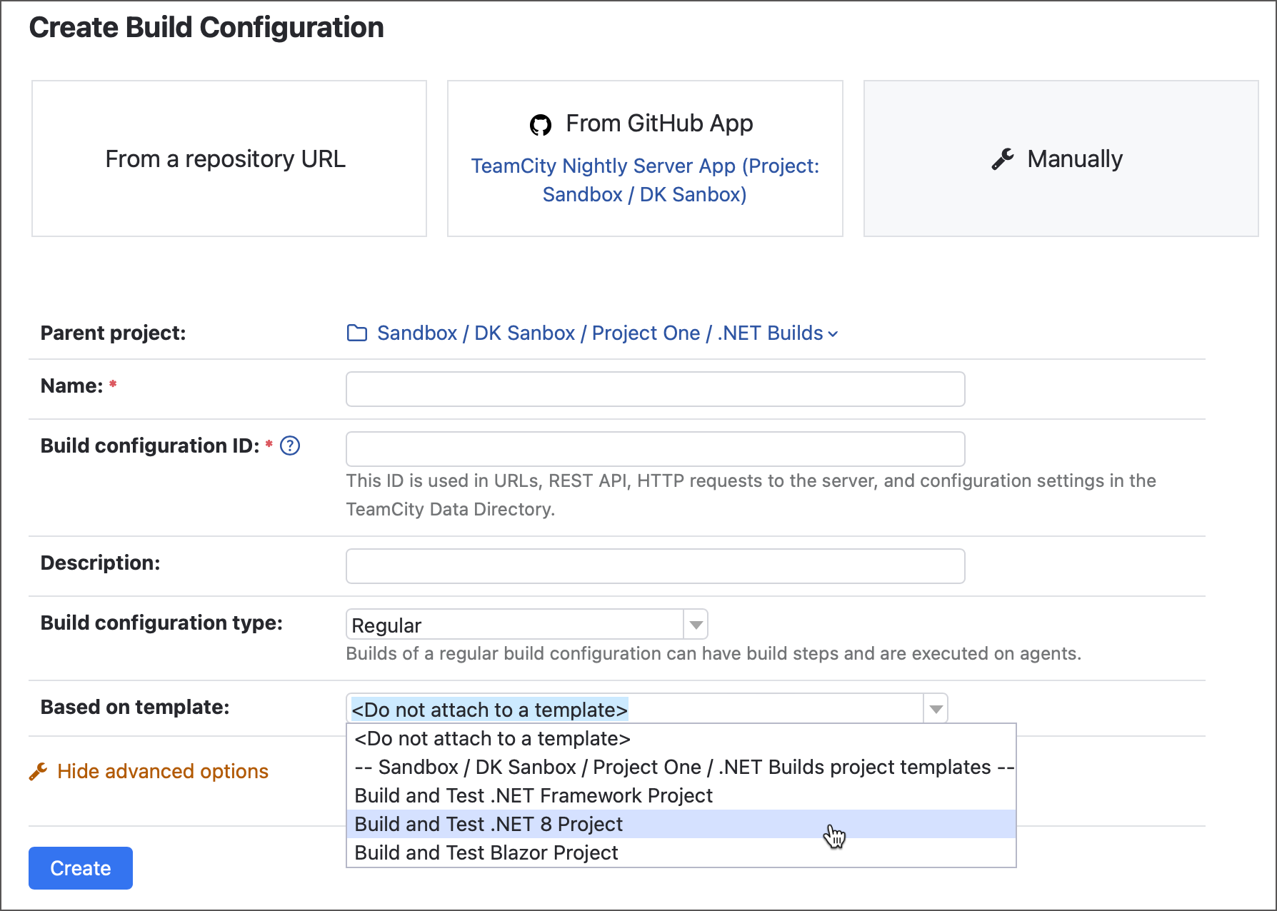 Create a regular configuration