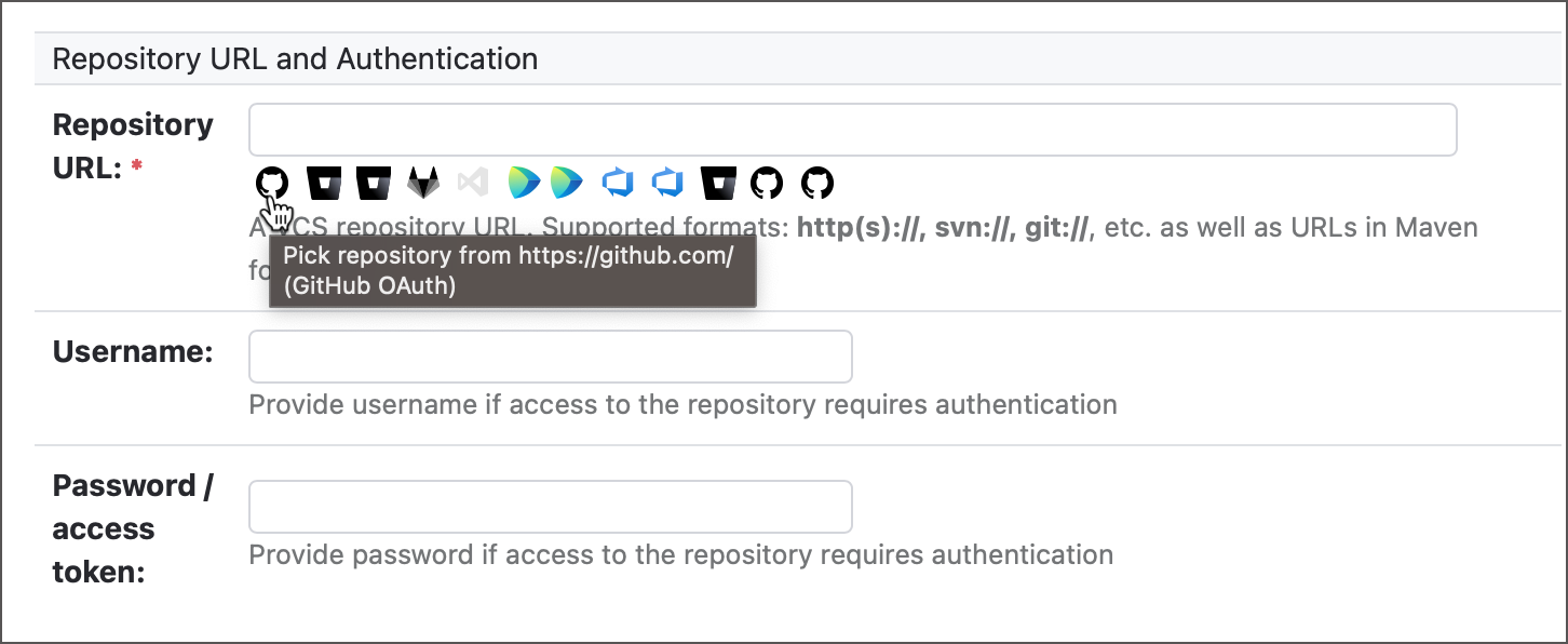 Connection icons in VCS Root settings
