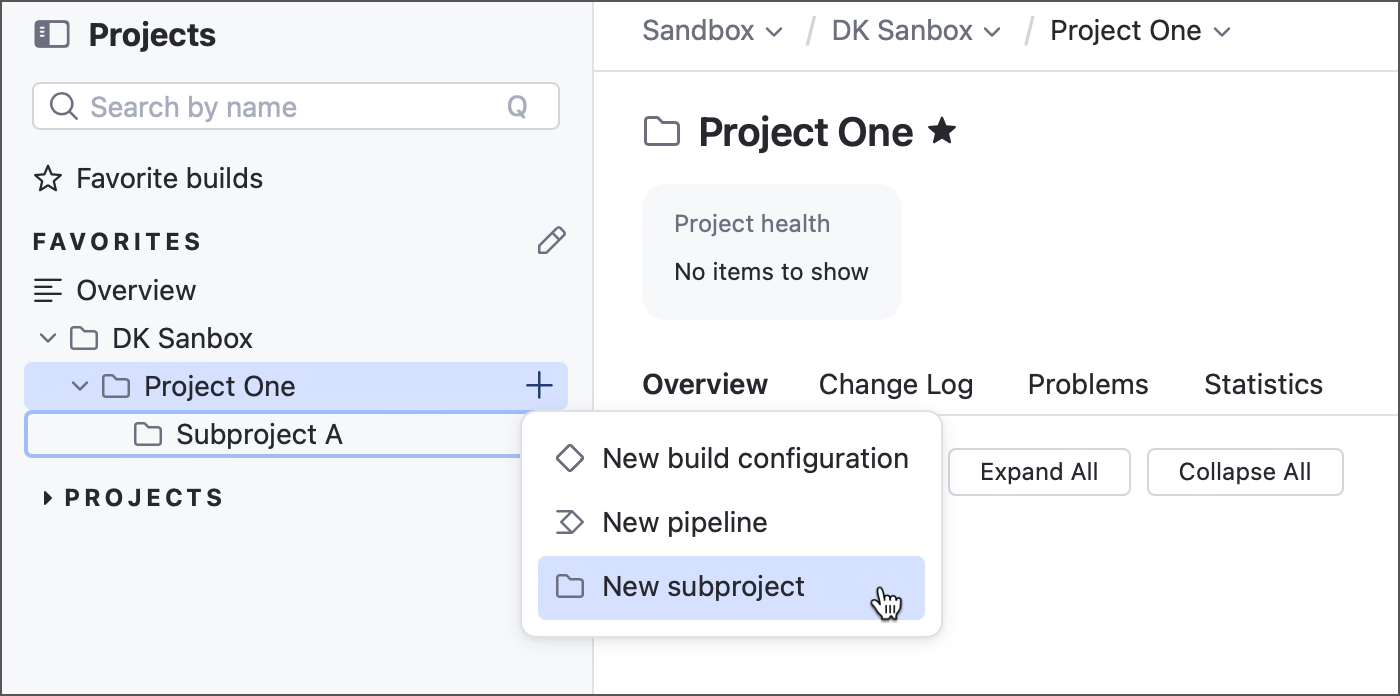 Create new subproject