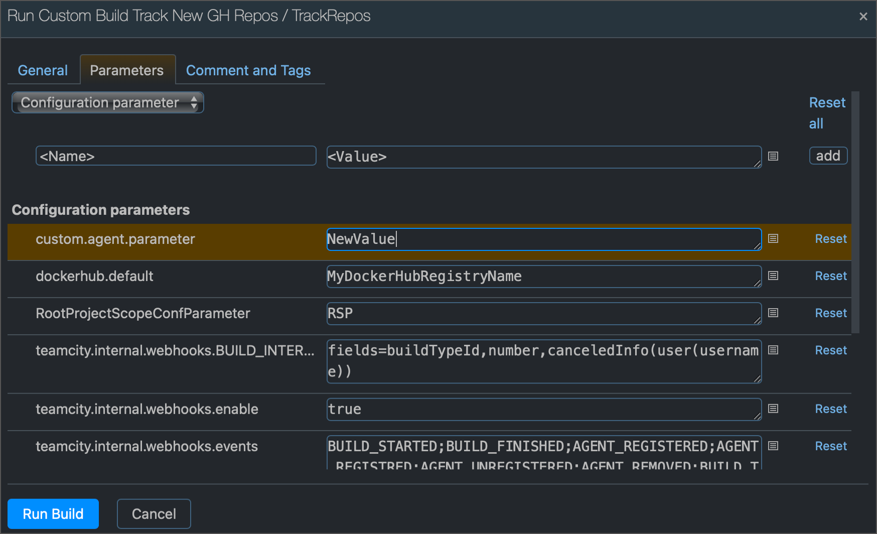 Run Custom Build Dialog Run Custom Build Dialog