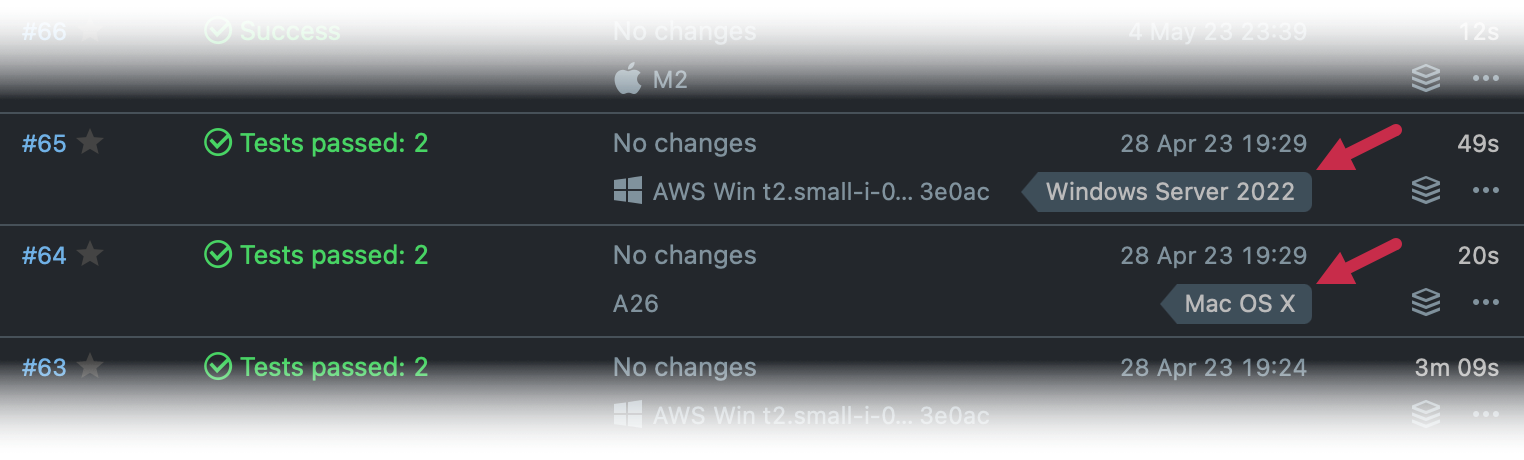 Tagging builds with OS names Tagging builds with OS names