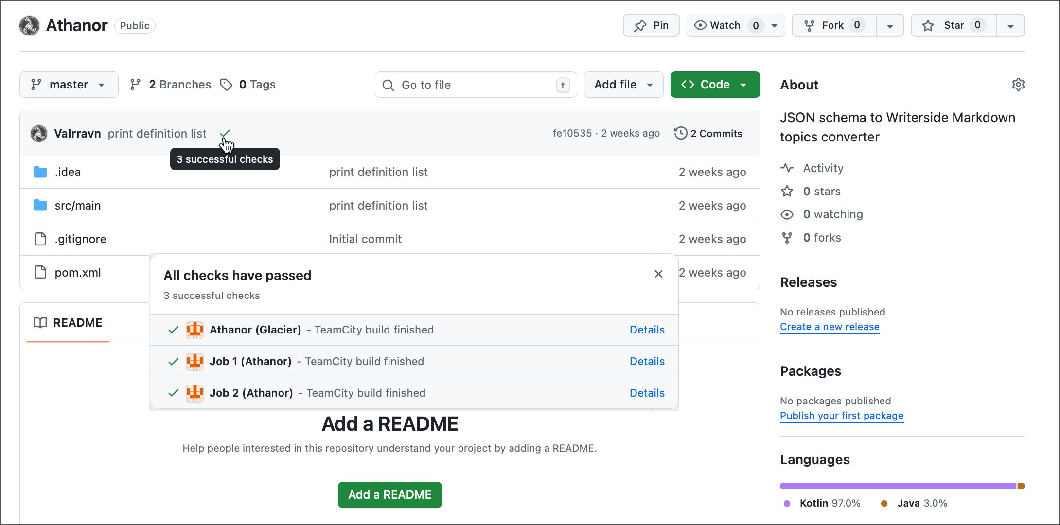 Run statuses in GitHub