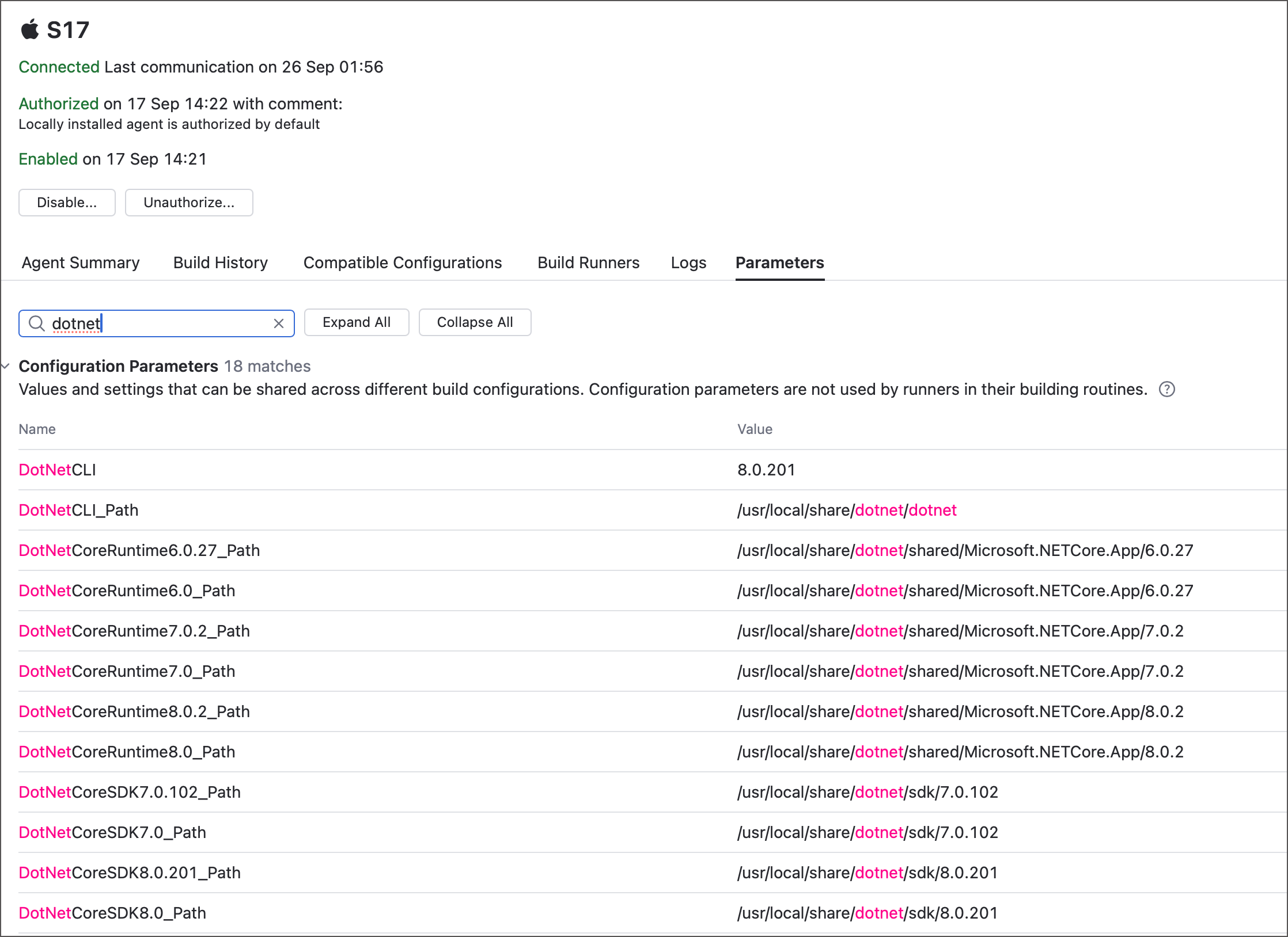 TeamCity agent parameters TeamCity agent parameters