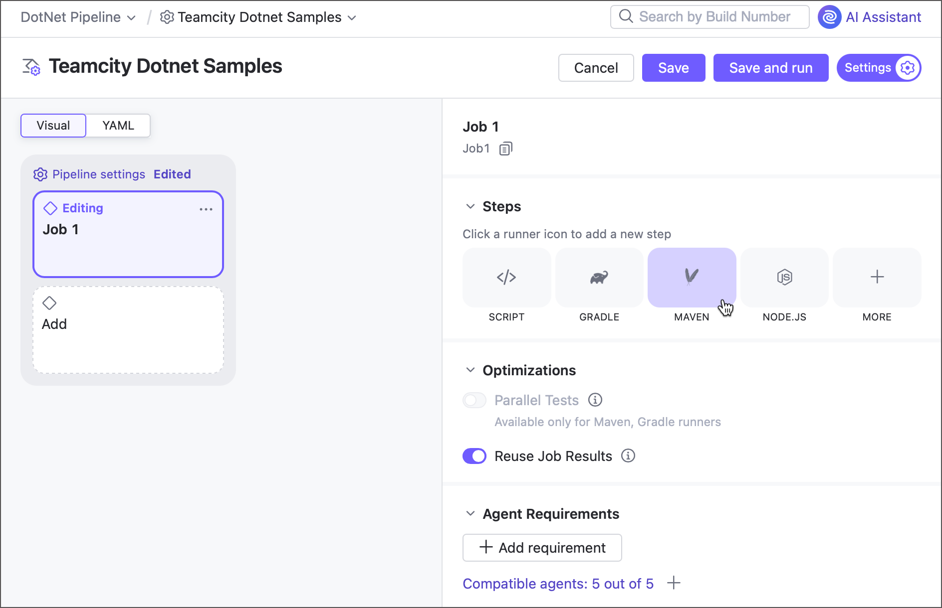 Add build steps to a job