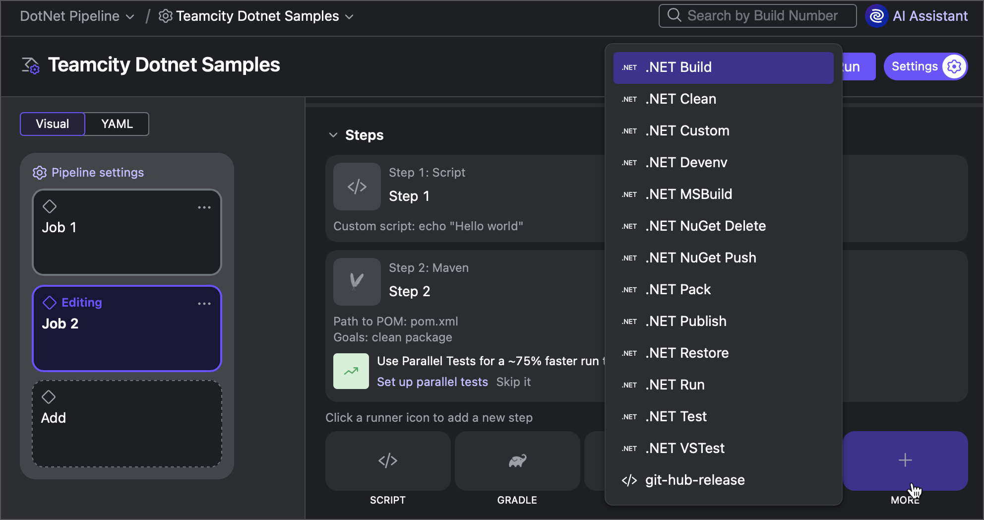 .NET steps in pipelines