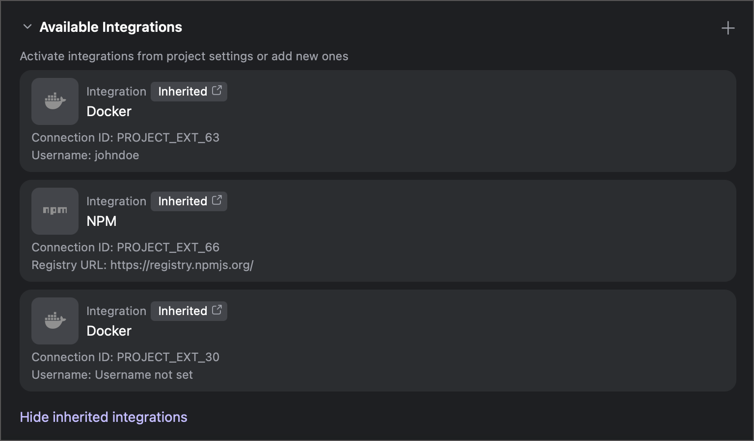 Inherited integrations