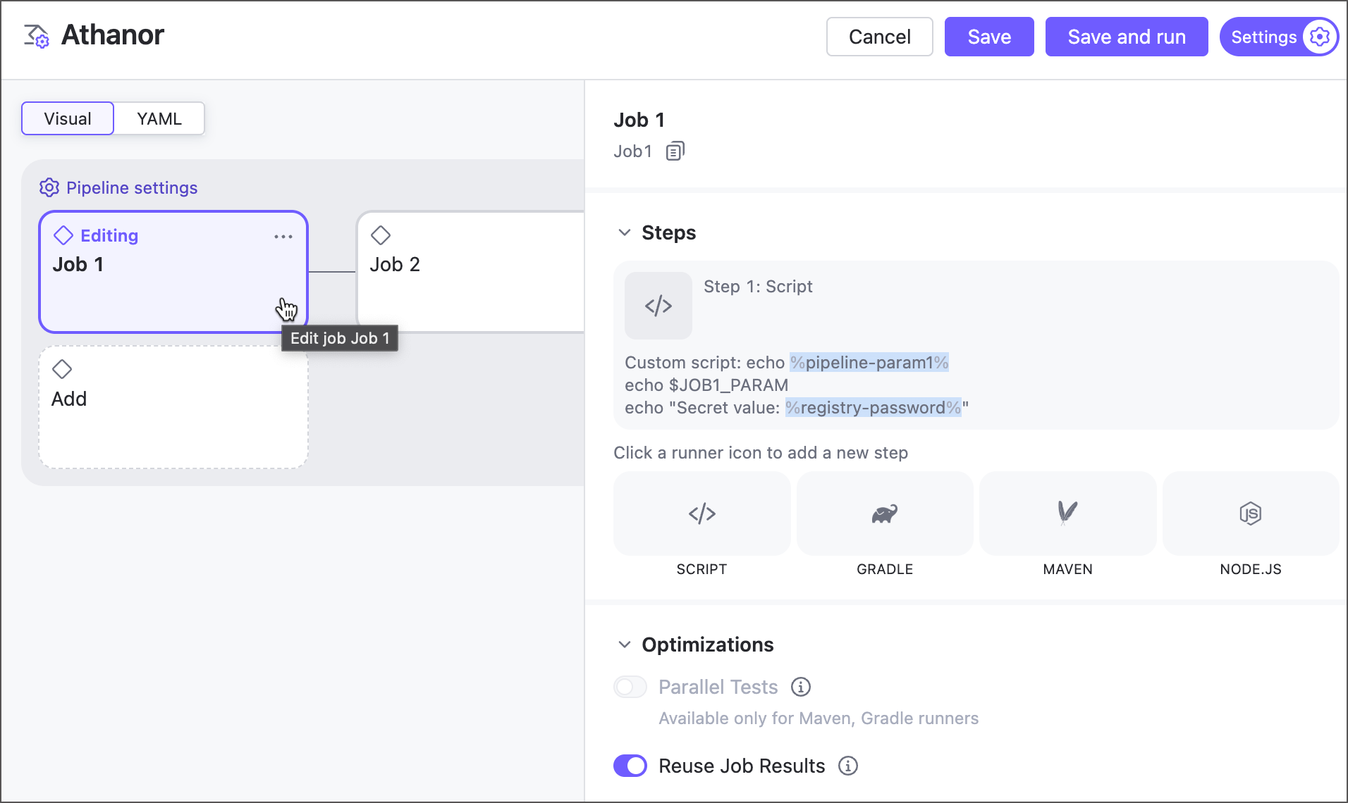 Open job settings Open job settings