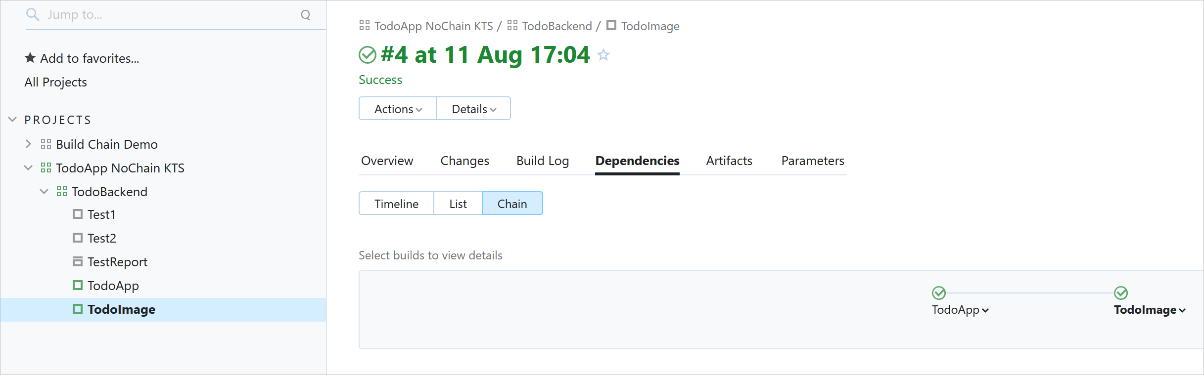 Simple build chain in TeamCity Simple build chain in TeamCity
