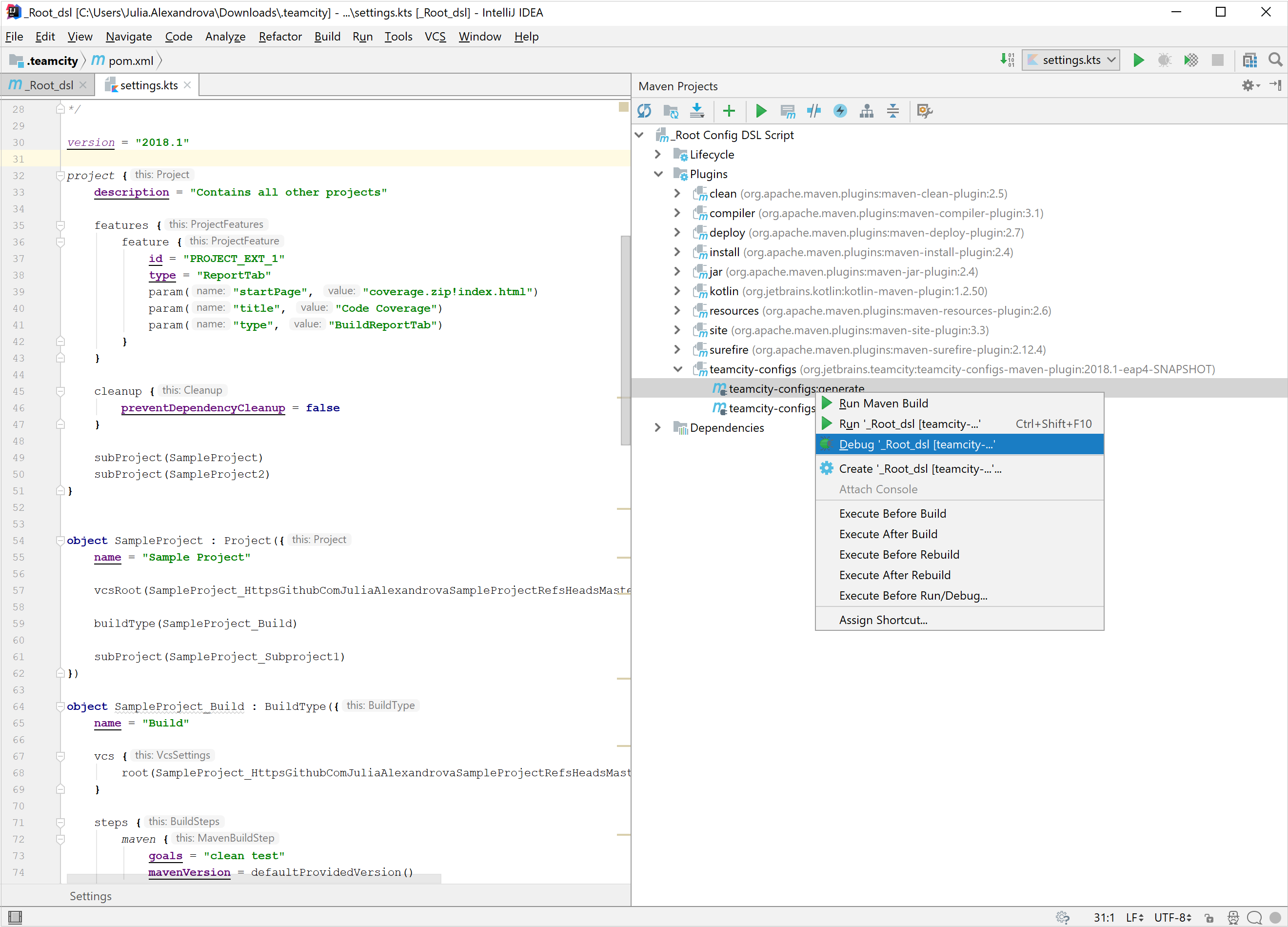 Debugging a task in IDEA Debugging a task in IDEA