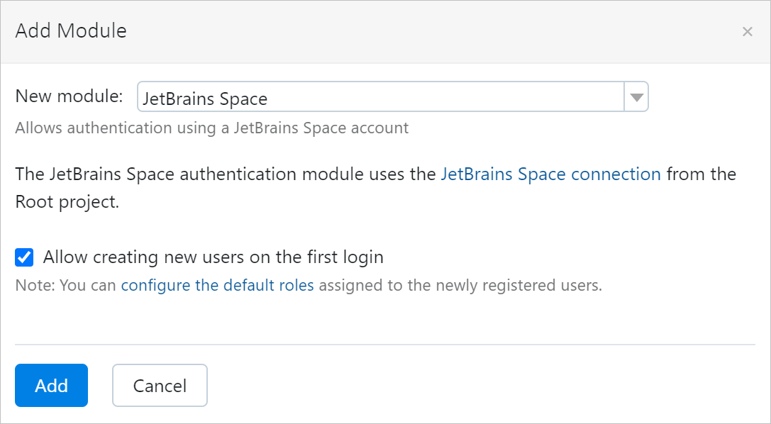 Add a JetBrains Space authentication module Add a JetBrains Space authentication module