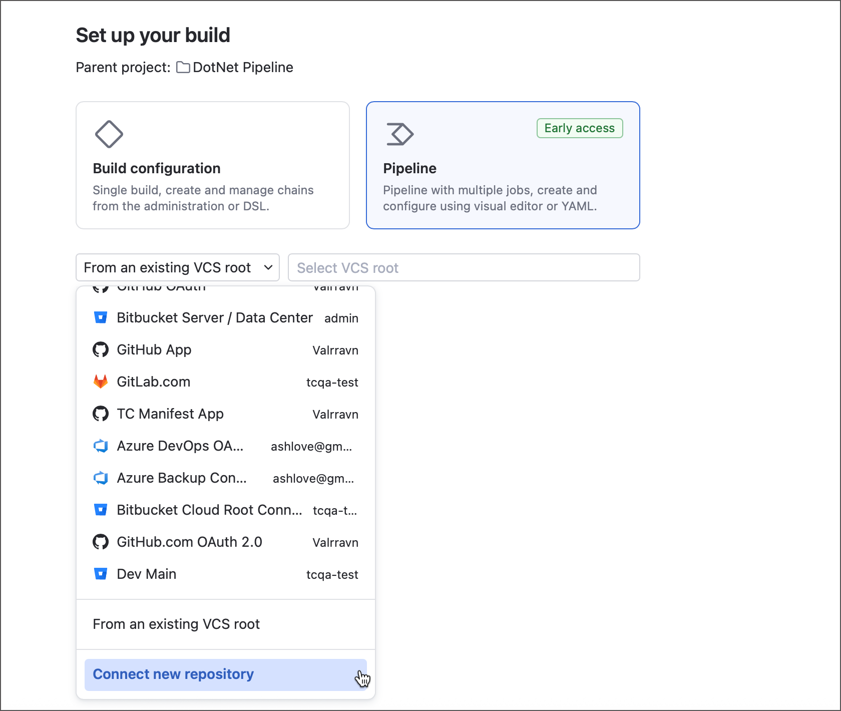 All build config creation options All build config creation options