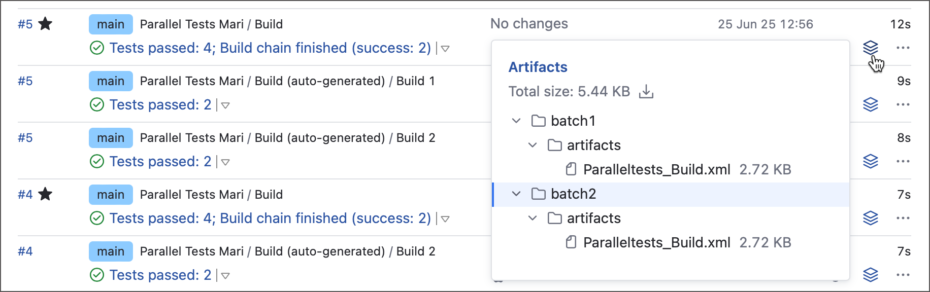 Artifacts in separate batch folders Artifacts in separate batch folders