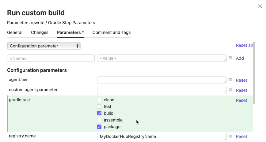 Check build parameter values