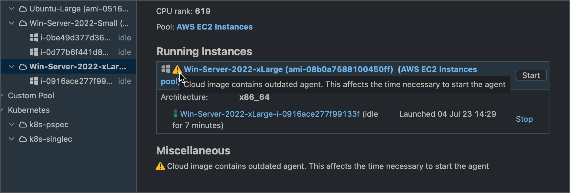 Outdated agent image Outdated agent image