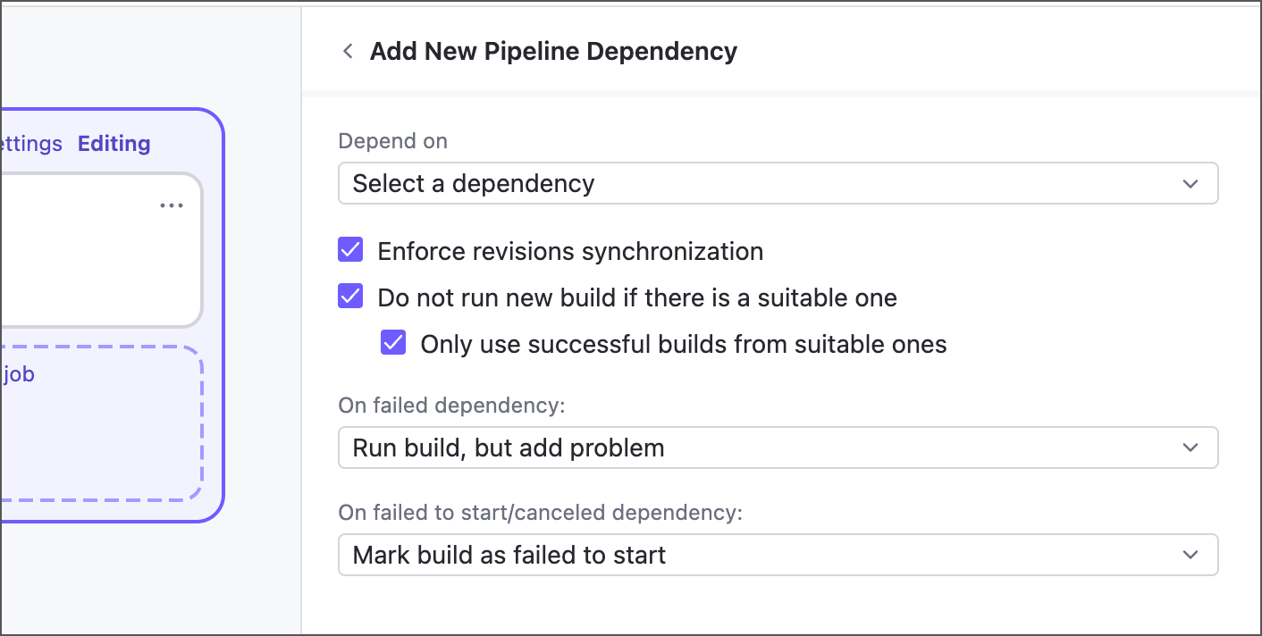 Pipeline dependency settings Pipeline dependency settings