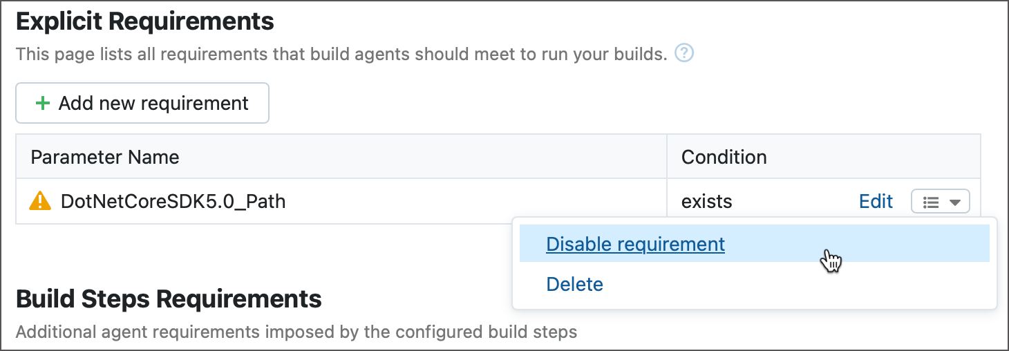 Remove or disable requirement Remove or disable requirement