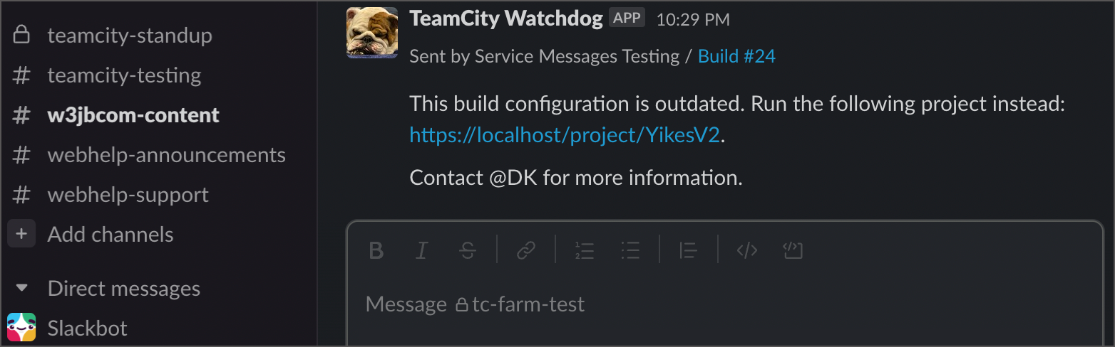 Custom TeamCity messages in Slack Custom TeamCity messages in Slack