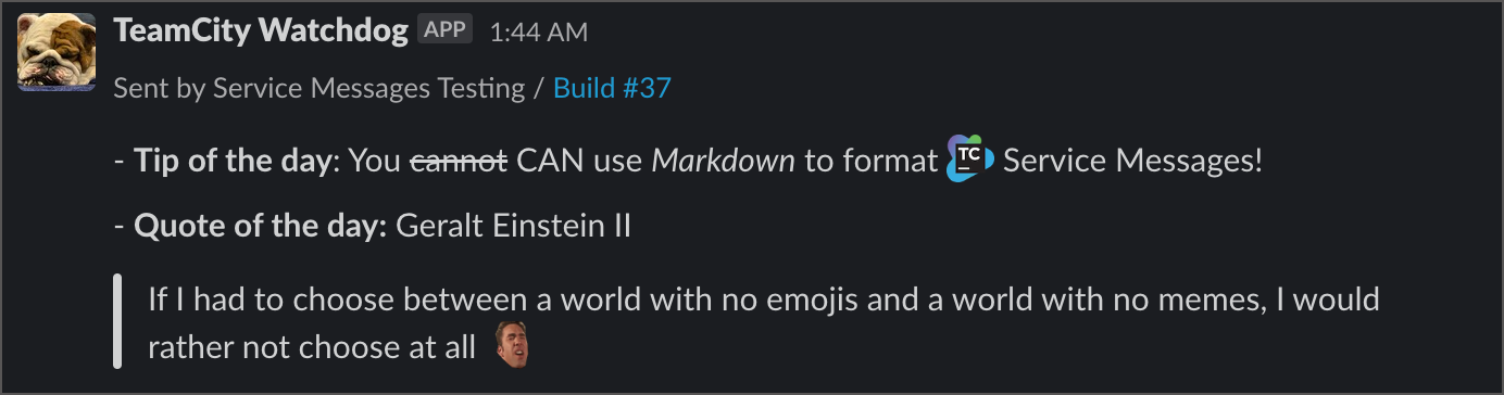 Markdown-formatted service messages Markdown-formatted service messages