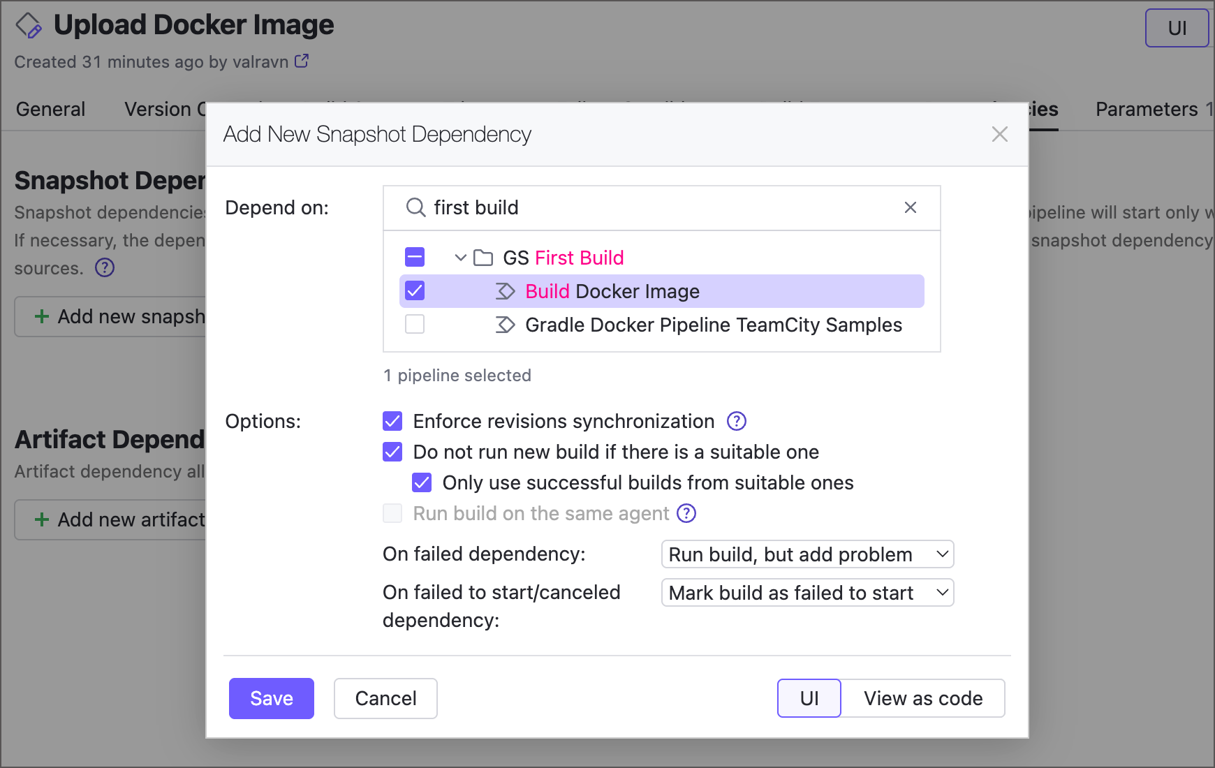 Add build configuration dependency