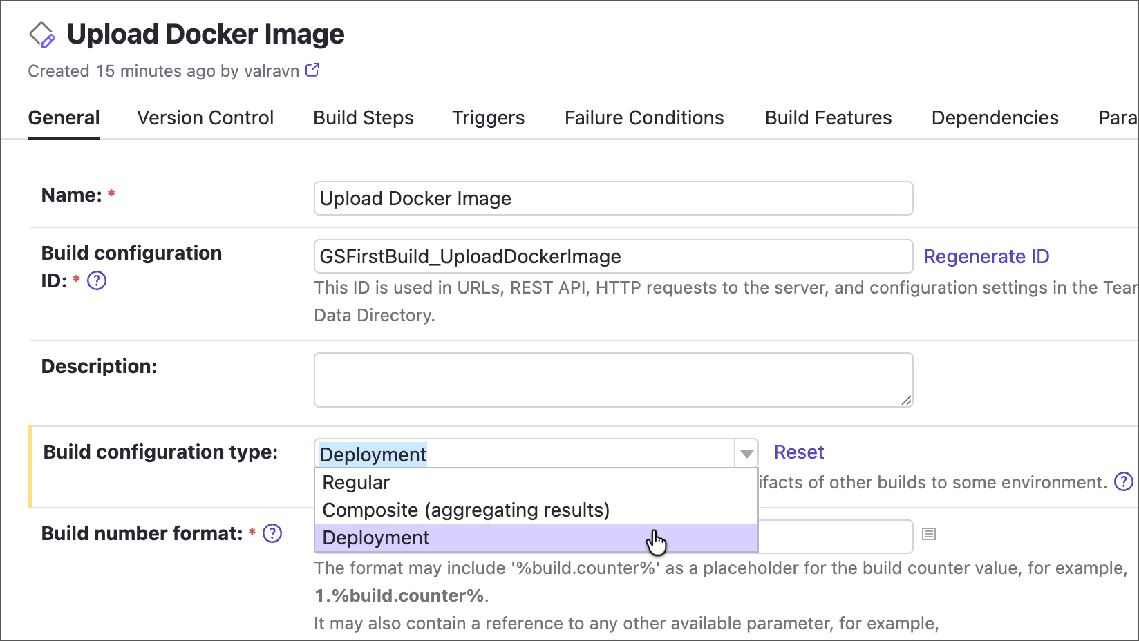 Change build configuration type Change build configuration type