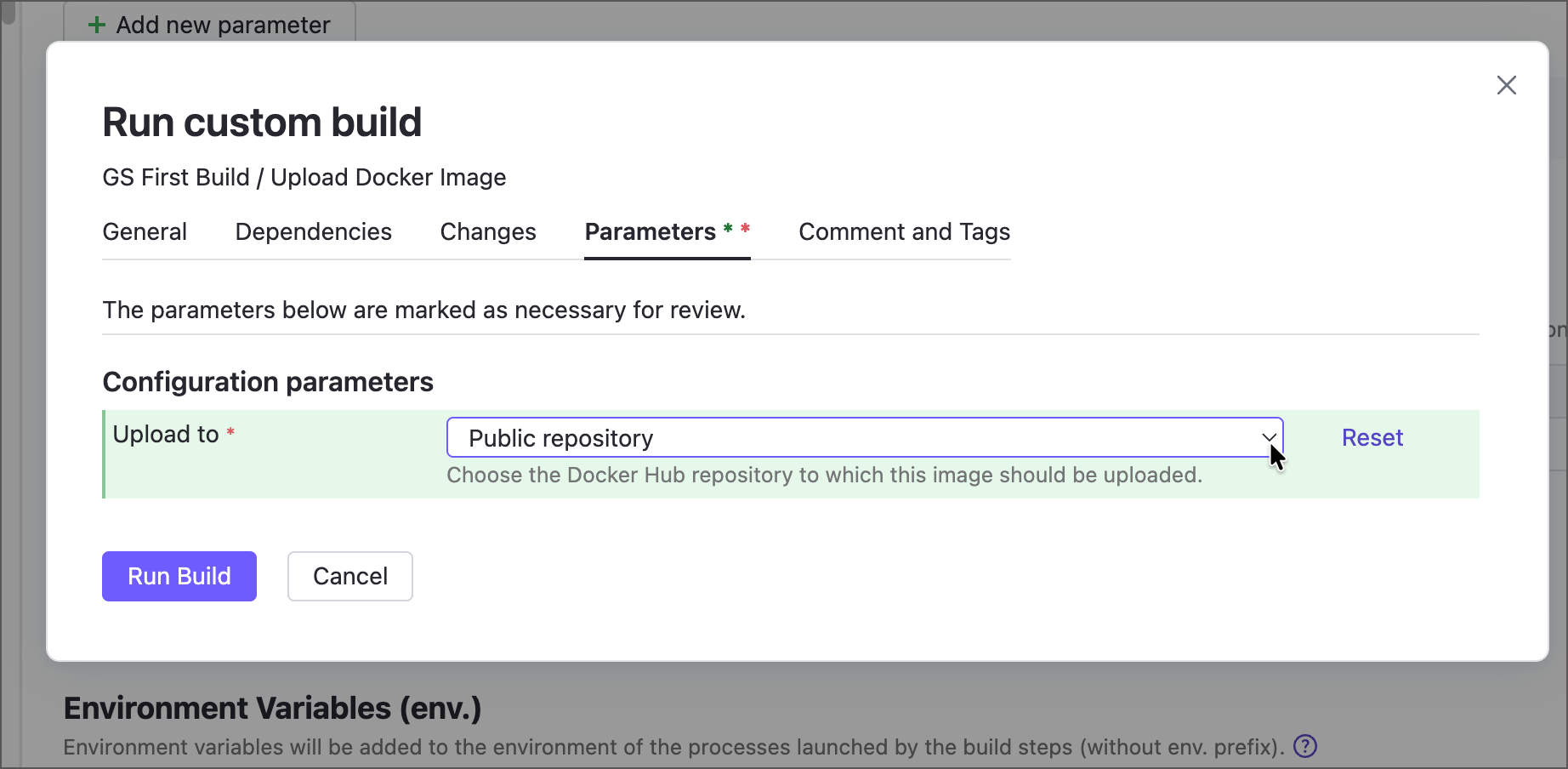 Add a new parameter with custom options