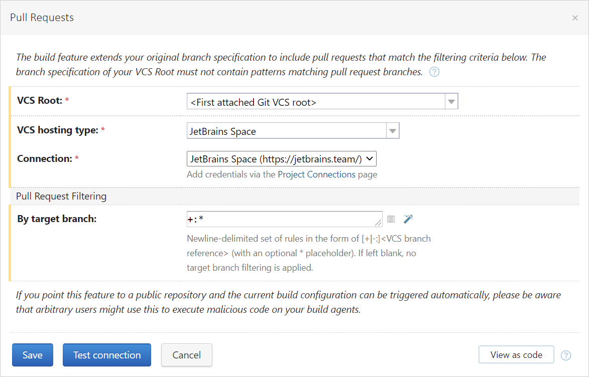 Pull Requests build feature Pull Requests build feature