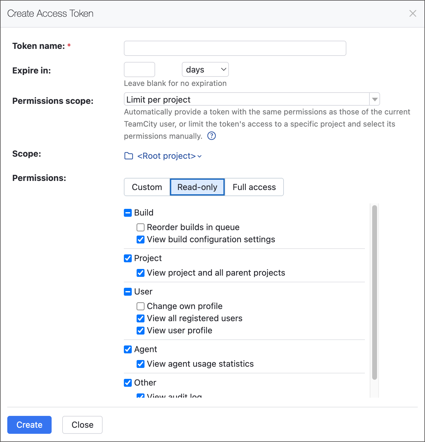 Create an access token Create an access token