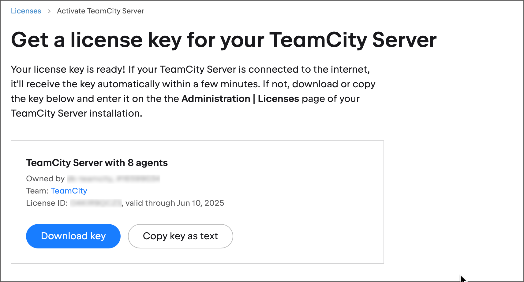 Successful activation Successful activation