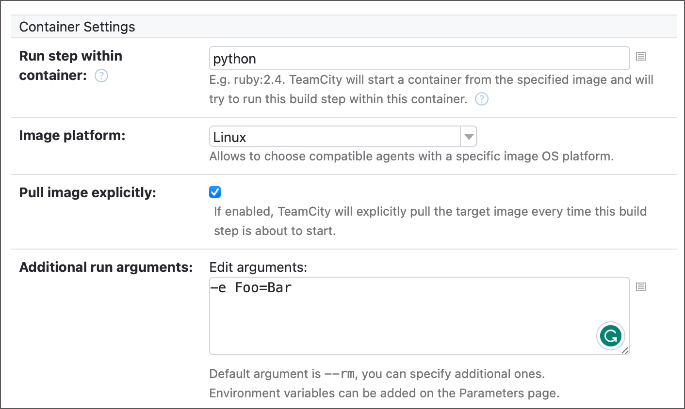 Dk docker container settings Dk docker container settings