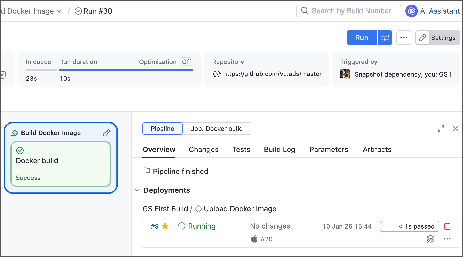 Deployment section in builds Deployment section in builds