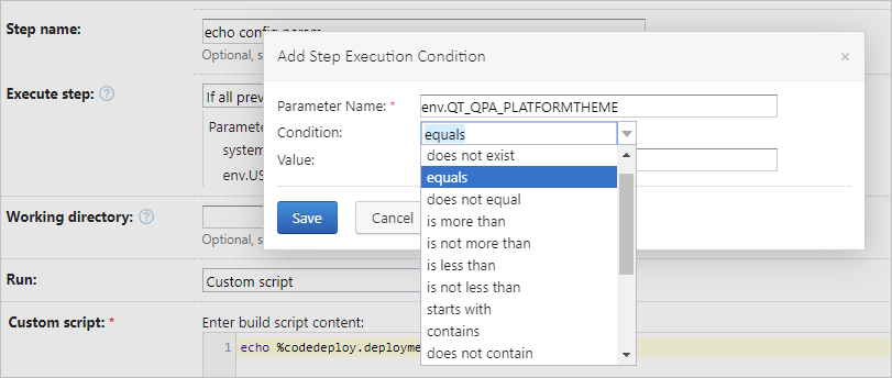 Adding a parameter-based execution condition Adding a parameter-based execution condition
