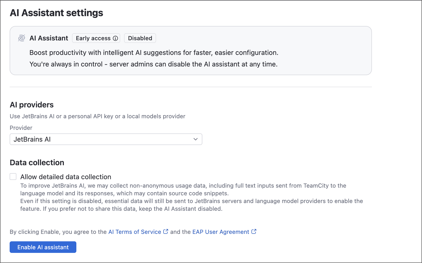 Server AI Assistant settings Server AI Assistant settings