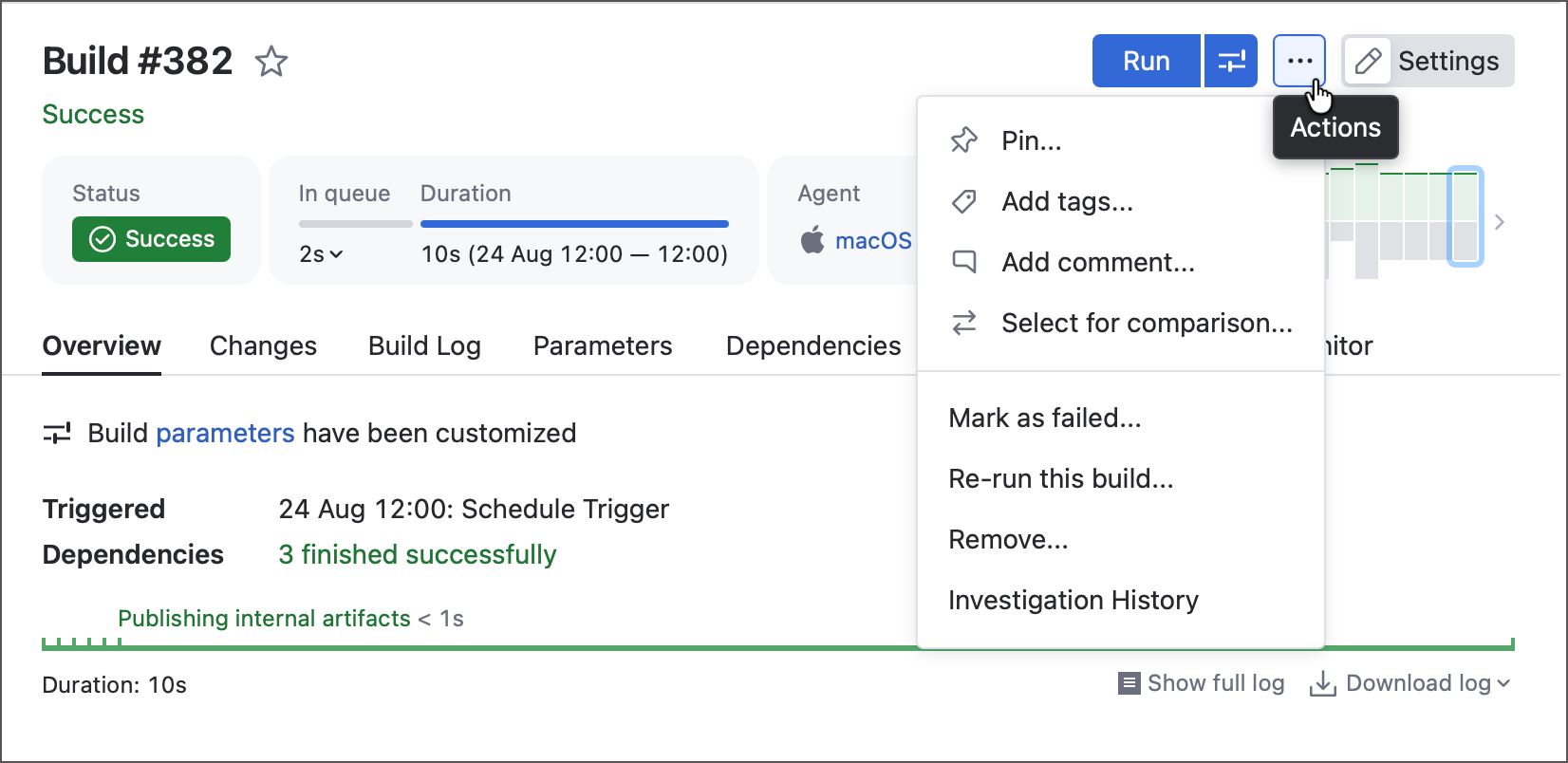 Build Actions Menu Build Actions Menu